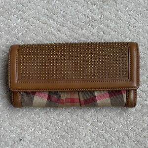 Burberry Brown Studded Checkered Women's Wallet
